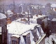 Gustave Caillebotte Snow-covered roofs in Paris oil painting